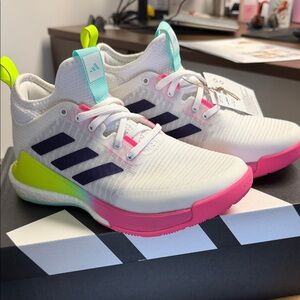 Adidas Kids' White and Neon Pink Sneakers